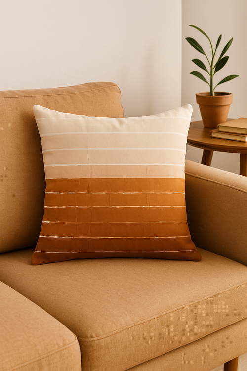 housse de coussin carrée motif géométrique marron élégant - vue 2 sur 2