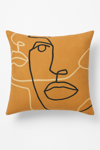 housse de coussin carrée motif géométrique marron élégant et moderne
