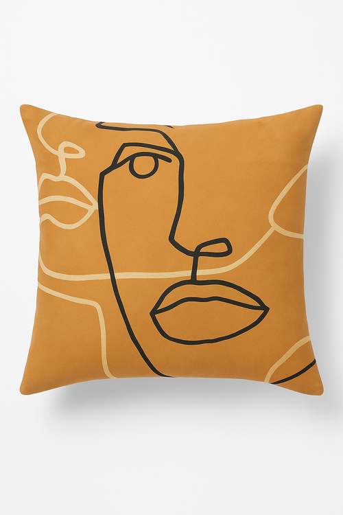 housse de coussin carrée motif géométrique marron élégant et moderne