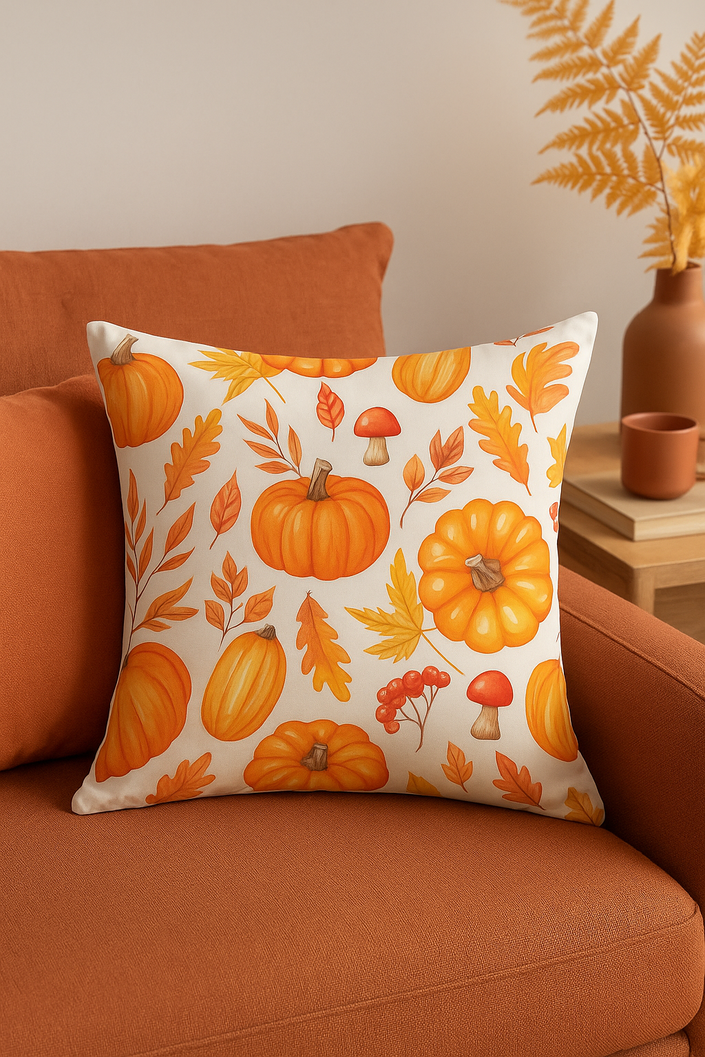 housse de coussin citrouille et feuilles dautomne pour canapé ou voiture - vue 3 sur 2