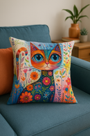 housse de coussin colorée avec chats fantastiques décoratifs