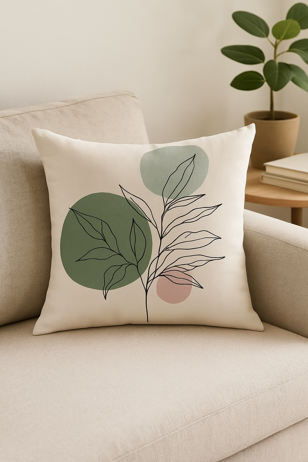 housse de coussin créative à motifs de feuilles vertes - vue 3 sur 2