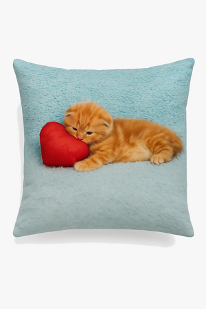 Decorative cushion cover with cute cat motif
