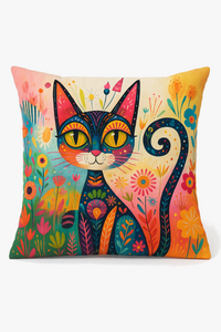 Decorative cushion cover colourful fantasy cats