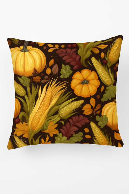 housse de coussin décorative feuilles d'automne et citrouilles