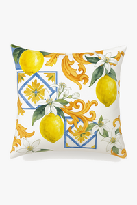 housse de coussin décorative fruits d'été citron fraise pastèque