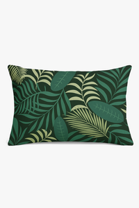 housse de coussin décorative motif feuilles tropicales vertes 30 x 50 cm
