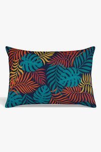 housse de coussin décorative motif feuilles tropicales vertes 30x50 cm