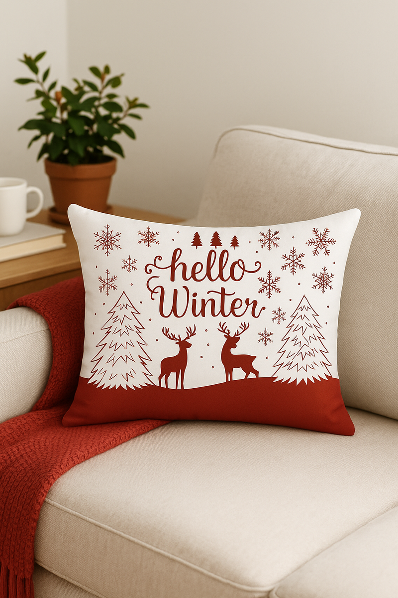 housse de coussin de noël rouge pour décoration intérieure