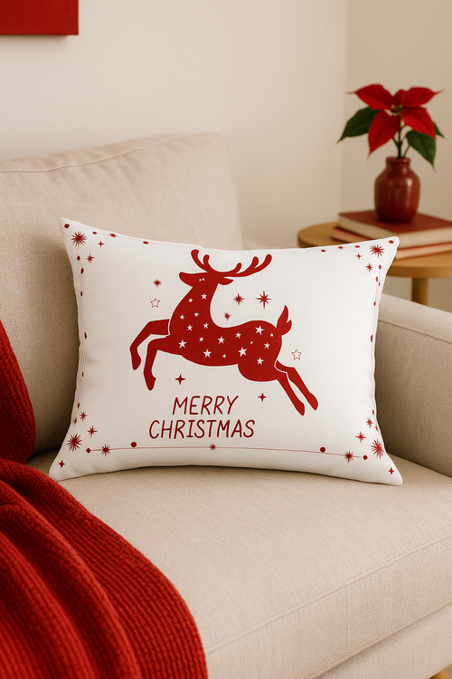 housse de coussin de noël rouge pour décoration intérieure - vue 2 sur 2