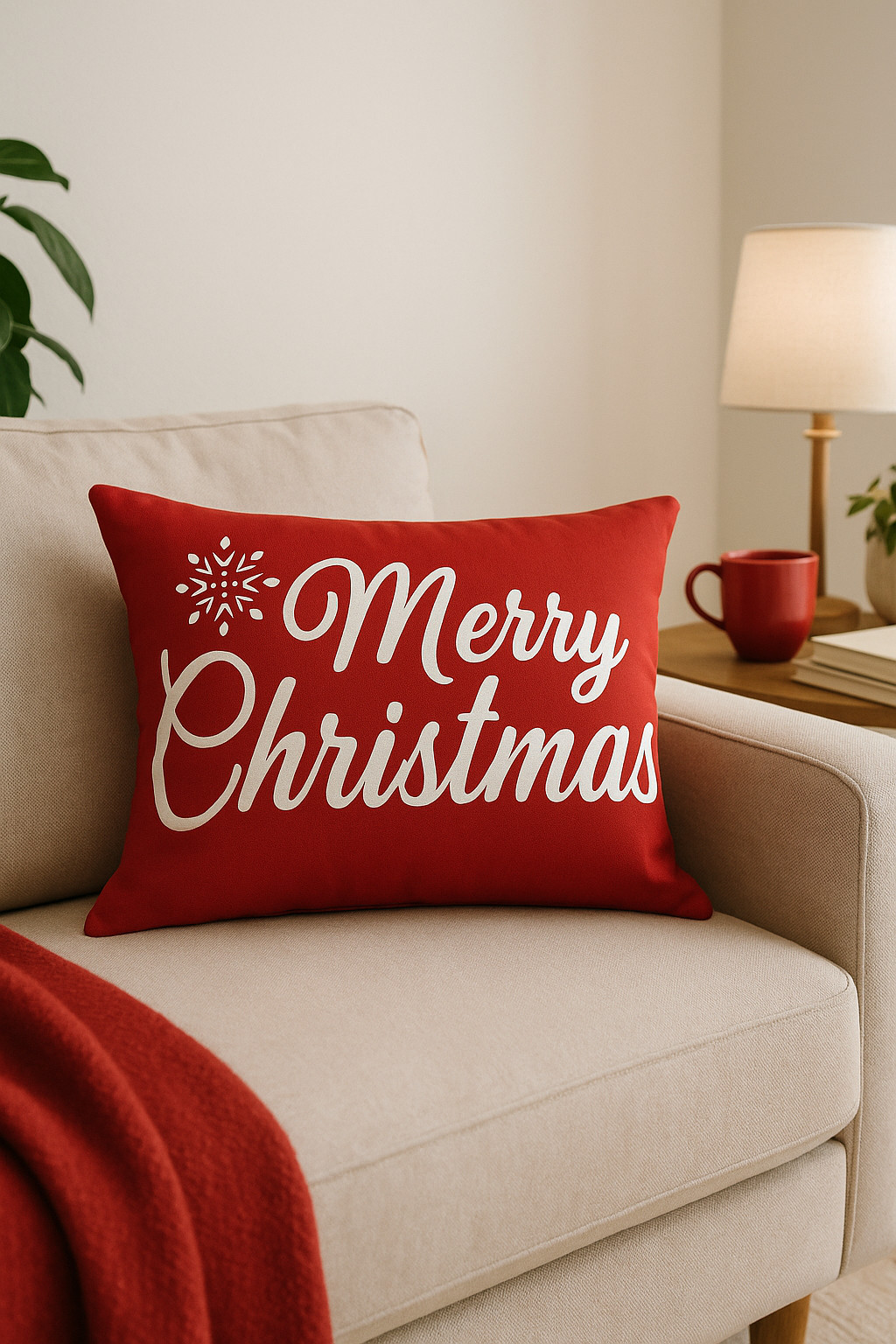 housse de coussin de noël rouge pour décoration intérieure - vue 2 sur 2
