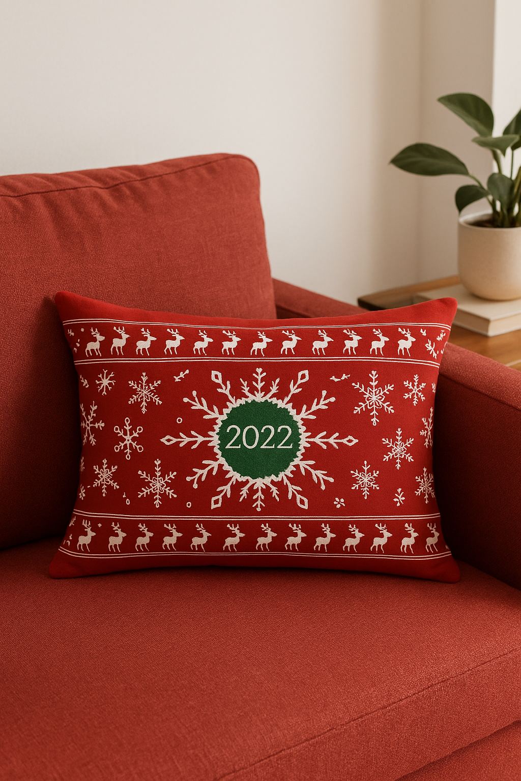 housse de coussin de noël rouge pour décoration intérieure - vue 3 sur 2