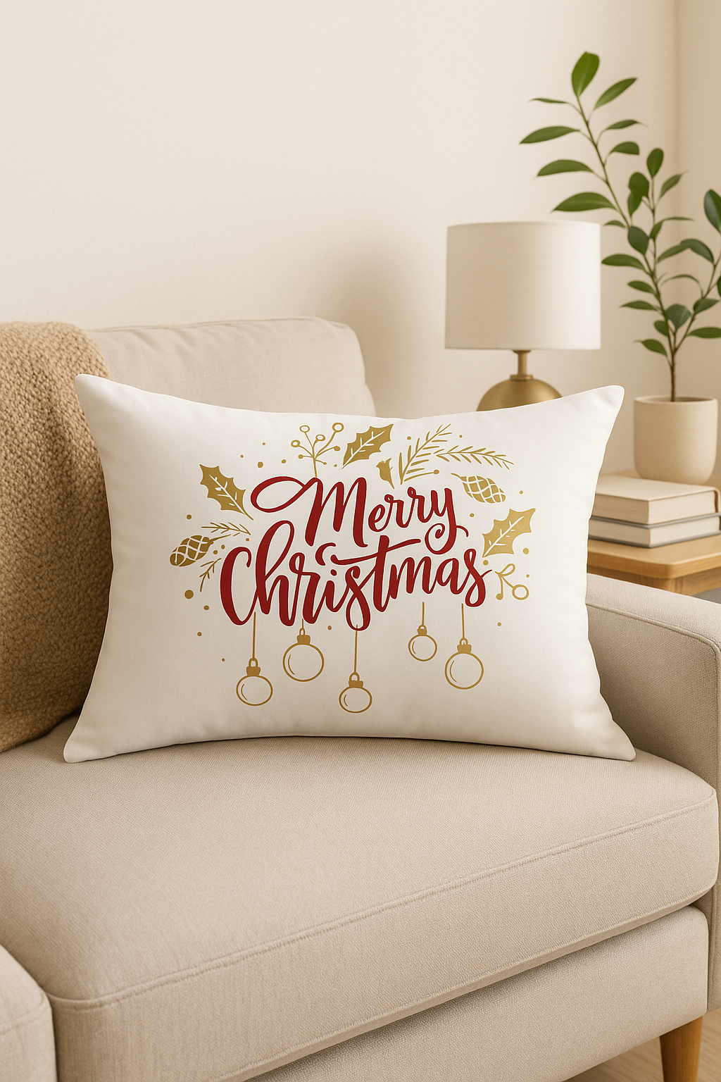 housse de coussin de noël rouge pour décoration intérieure festive - vue 2 sur 2