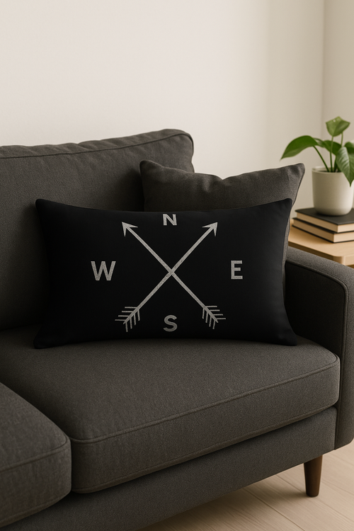 housse de coussin décoratif géométrique noir et blanc - vue 2 sur 2