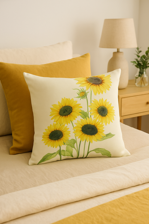 housse de coussin décoratif tournesol pour l'été - vue 2 sur 2