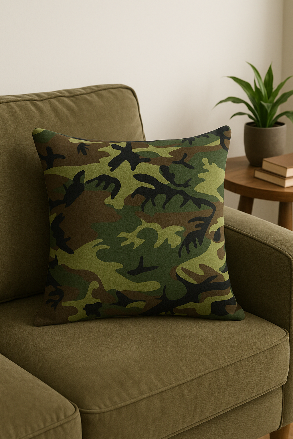 housse de coussin décorative à motif camouflage militaire moderne - vue 3 sur 2