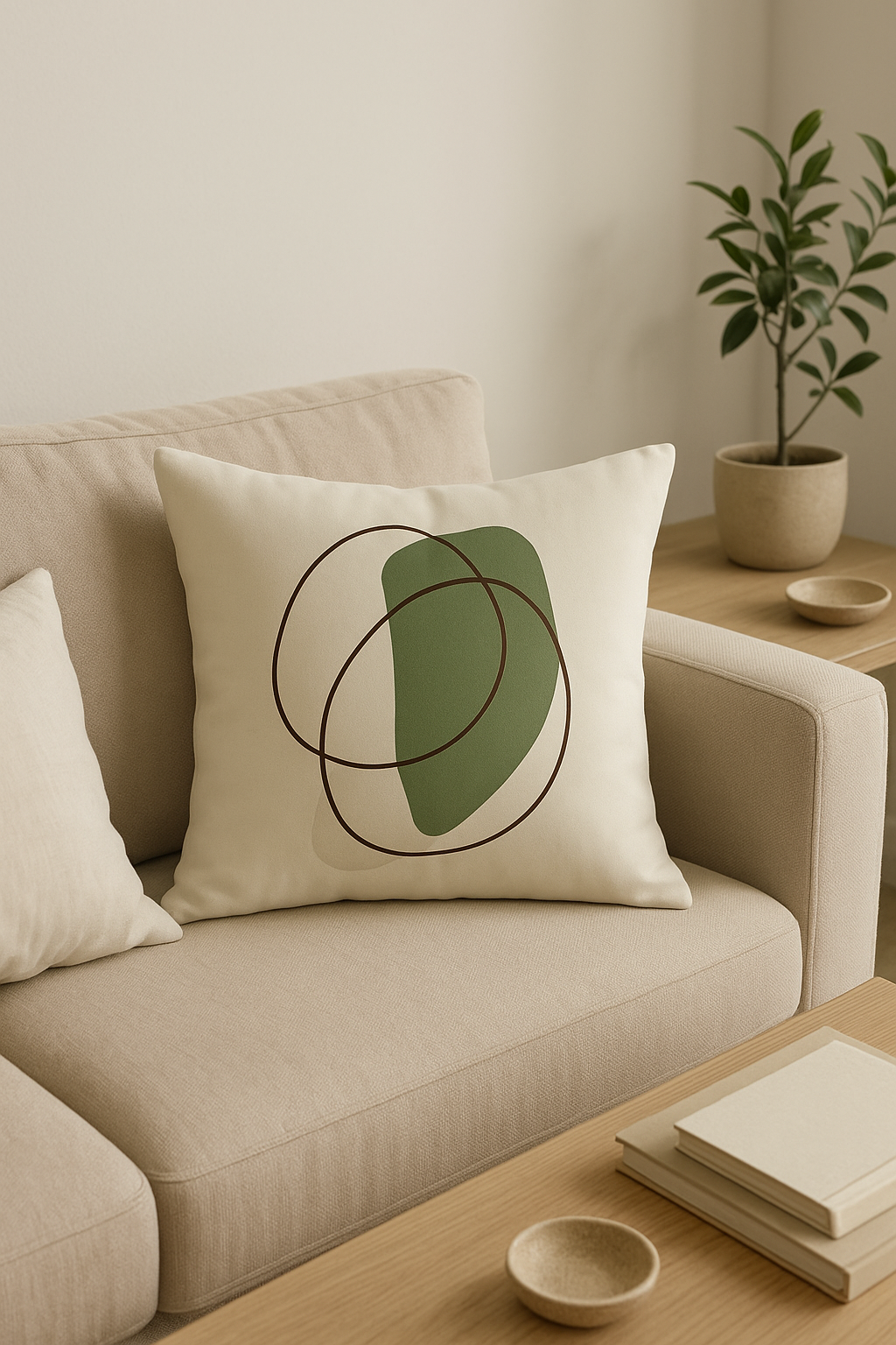 housse de coussin décorative à motif floral vert abstrait