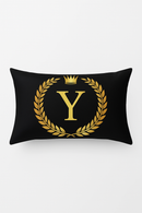 housse de coussin décorative à motif lettres noires et dorées