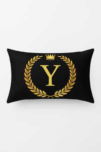 housse de coussin décorative à motif lettres noires et dorées