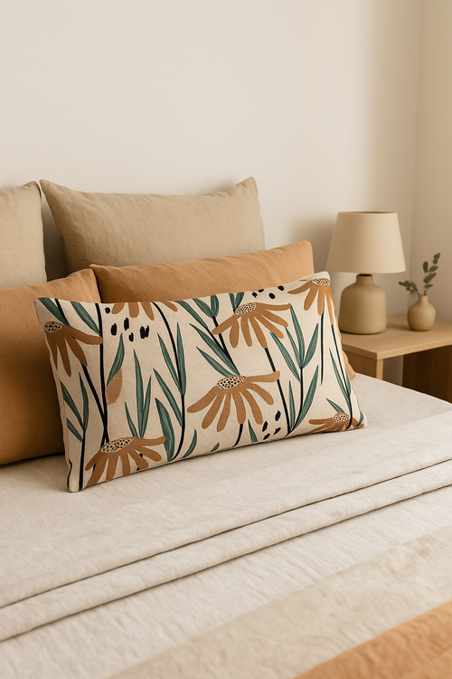 housse de coussin décorative à motif tournesol élégant - vue 2 sur 2