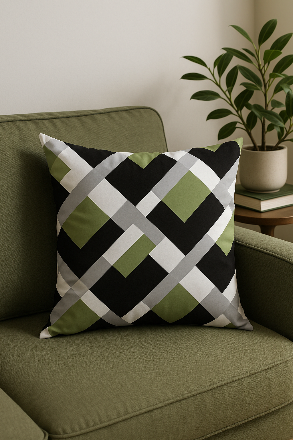 housse de coussin décorative à motifs de feuilles vertes - vue 3 sur 2