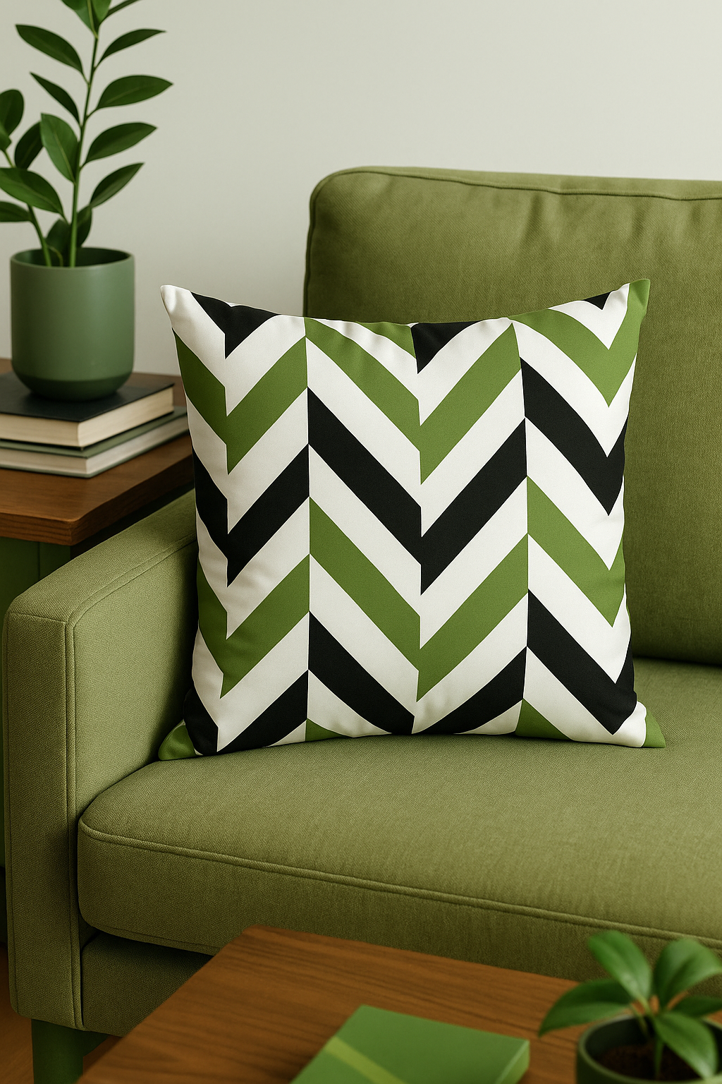 housse de coussin décorative à motifs de feuilles vertes - vue 3 sur 2