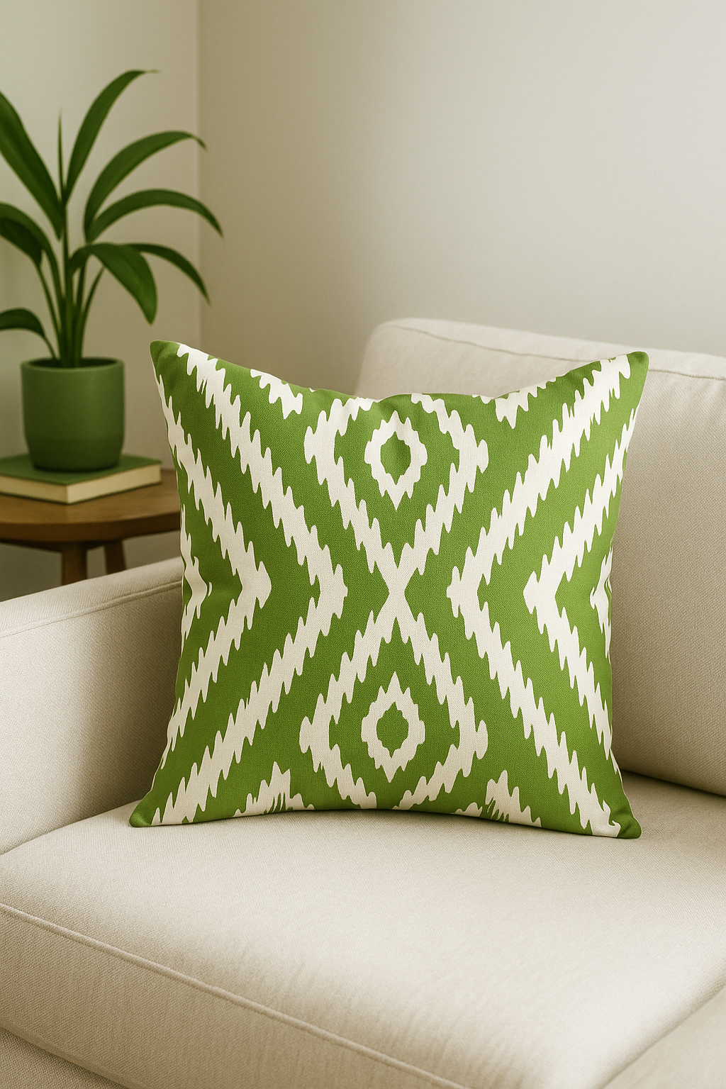 housse de coussin décorative à motifs de feuilles vertes - vue 3 sur 2