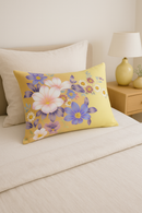 housse de coussin décorative arc-en-ciel fleurs rouges et roses