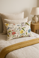 housse de coussin décorative arc-en-ciel fleurs rouges et roses