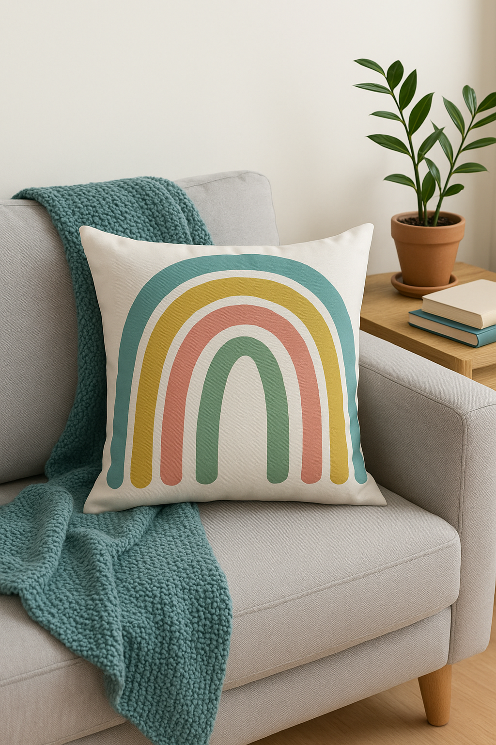 housse de coussin décorative arc-en-ciel géométrique pour canapé - vue 3 sur 2