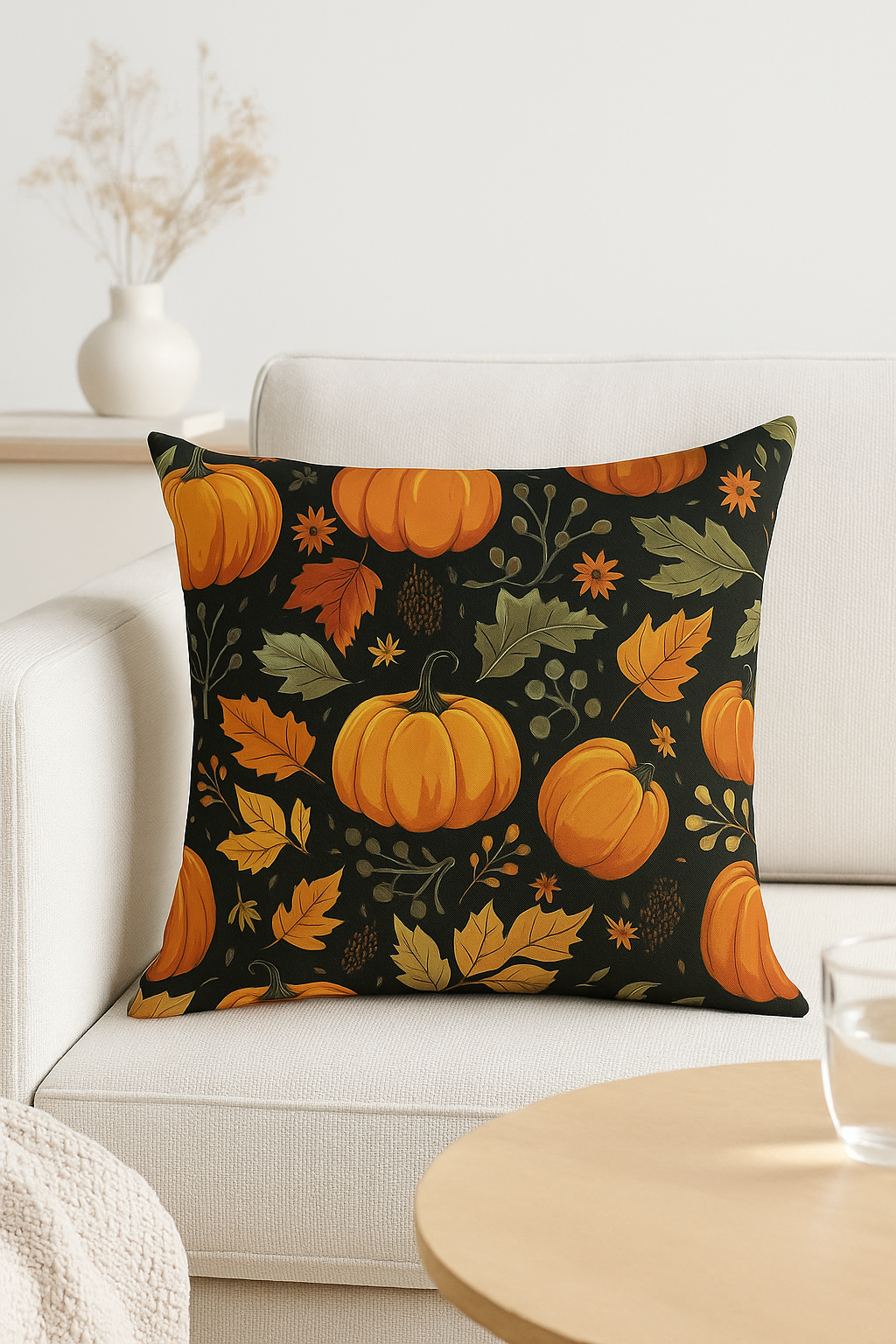 housse de coussin décorative automne citrouilles pour canapé chambre voiture - vue 3 sur 2