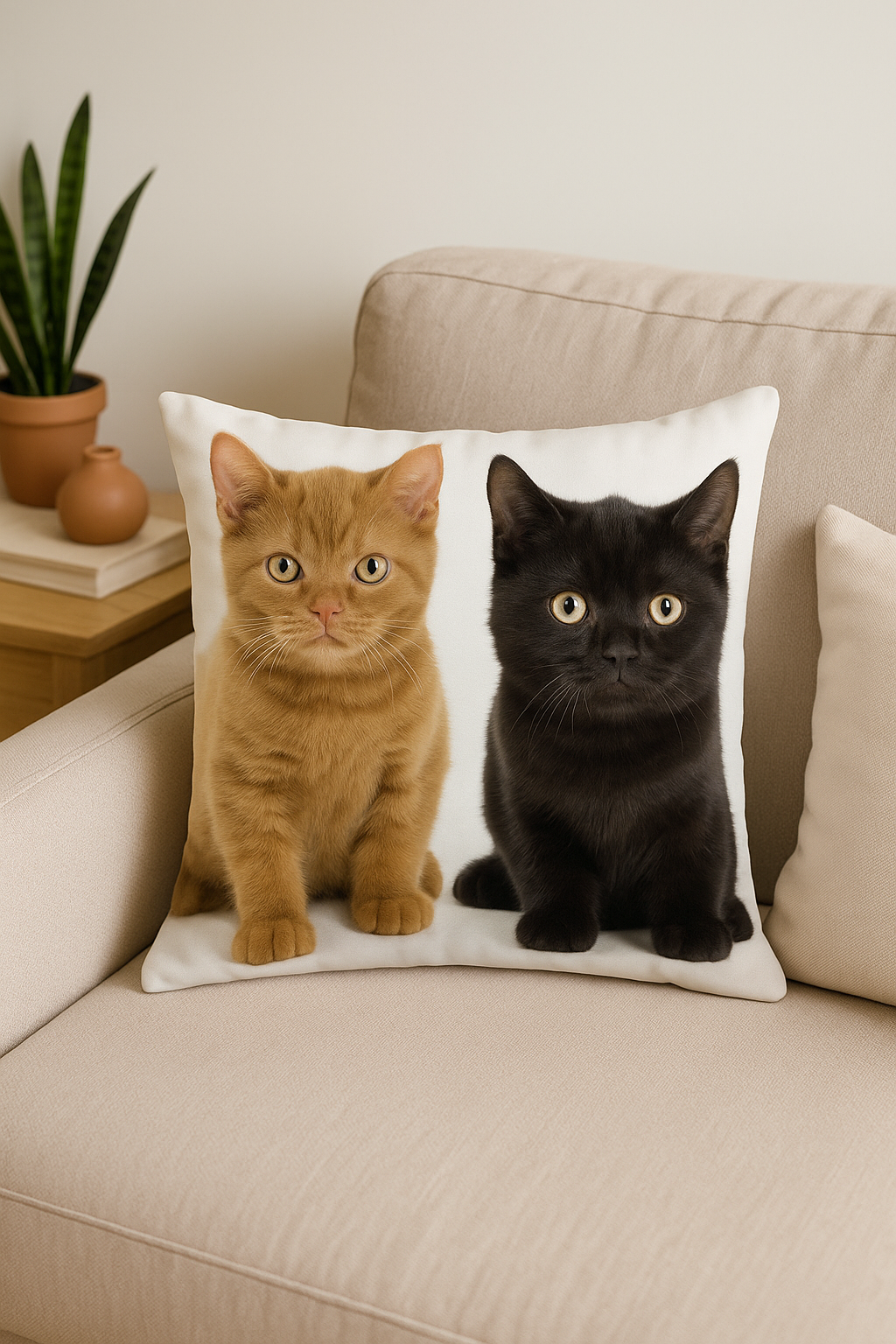 housse de coussin décorative avec motif chat mignon - vue 3 sur 2