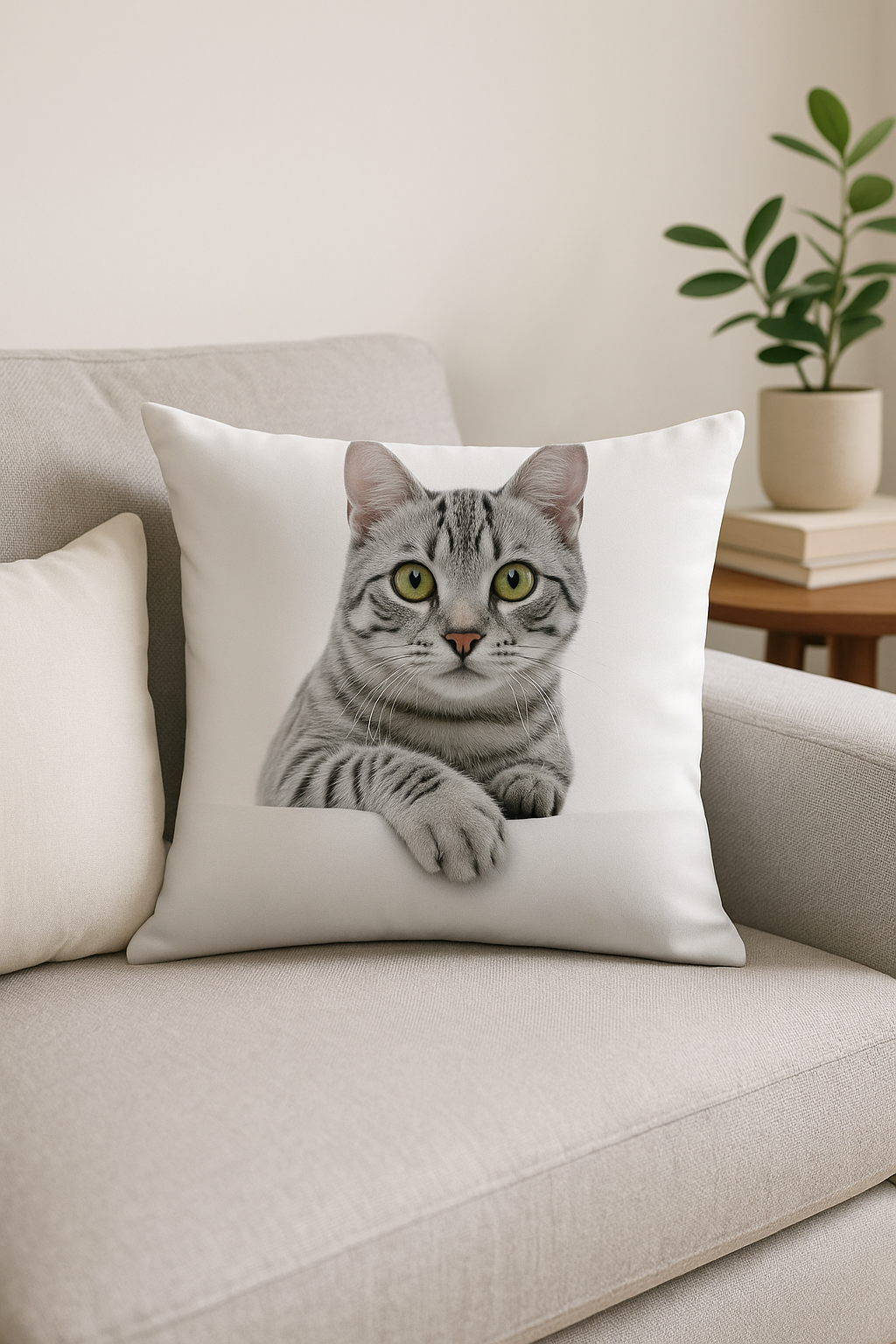 housse de coussin décorative avec motif chat mignon - vue 3 sur 2