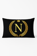 housse de coussin décorative avec motif lettres noires et dorées