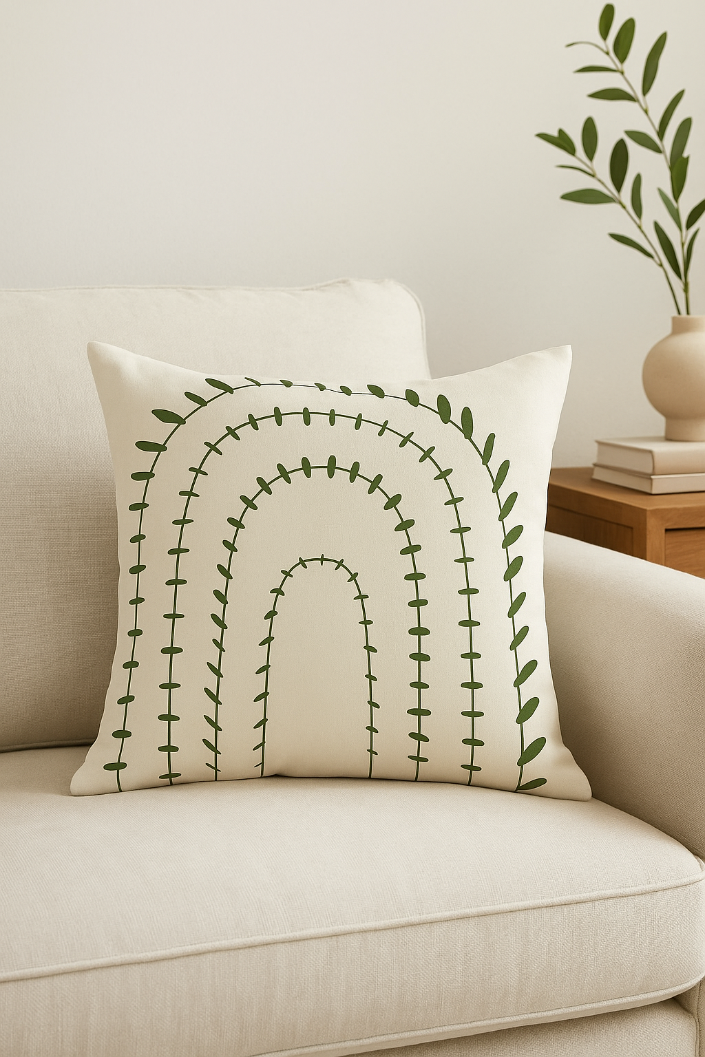 housse de coussin décorative feuillage vert pour intérieur - vue 3 sur 2