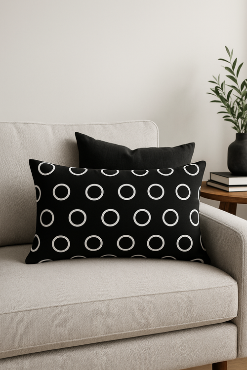 housse de coussin décorative géométrique noir et blanc