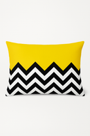 housse de coussin décorative géométrique noir et jaune 30 x 50 cm
