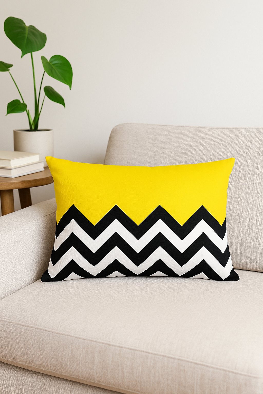housse de coussin décorative géométrique noir et jaune 30 x 50 cm - vue 3 sur 2