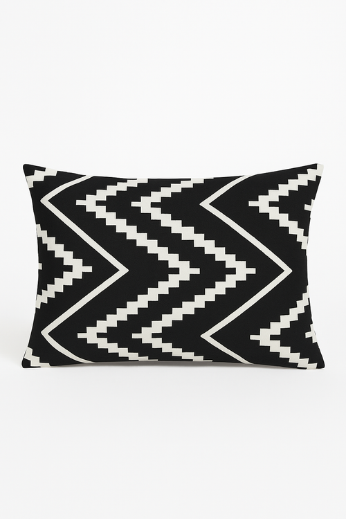 housse de coussin décorative géométrique noir et jaune 30 x 50 cm