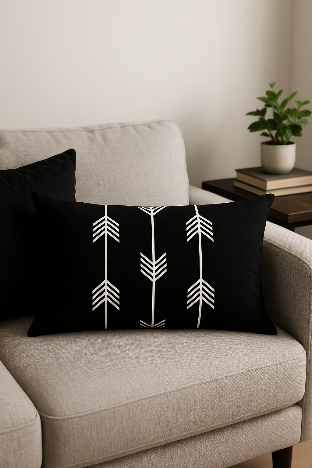 housse de coussin décorative géométrique noir et jaune 30 x 50 cm - vue 3 sur 2