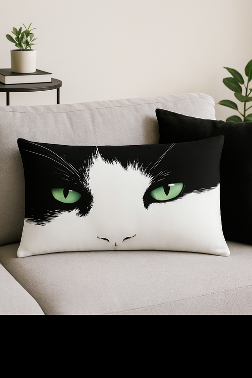 housse de coussin décorative motif animaux chiot chat - vue 2 sur 2