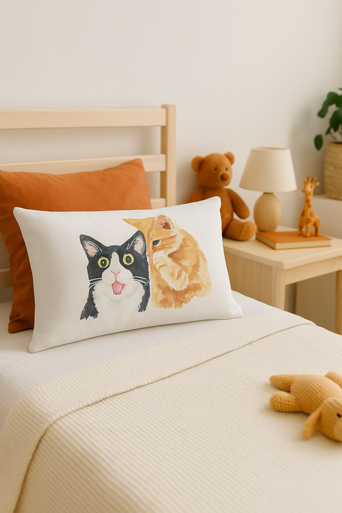 housse de coussin décorative motif animaux mignons chiot chat - vue 2 sur 2