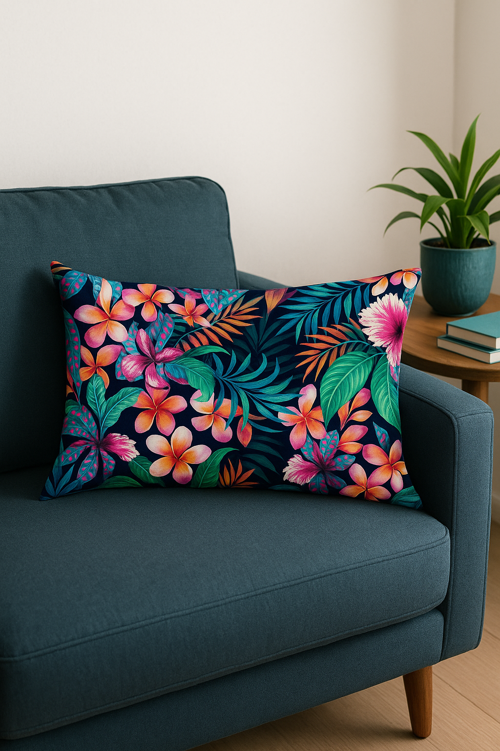 housse de coussin décorative motif arc-en-ciel fleurs rouges roses