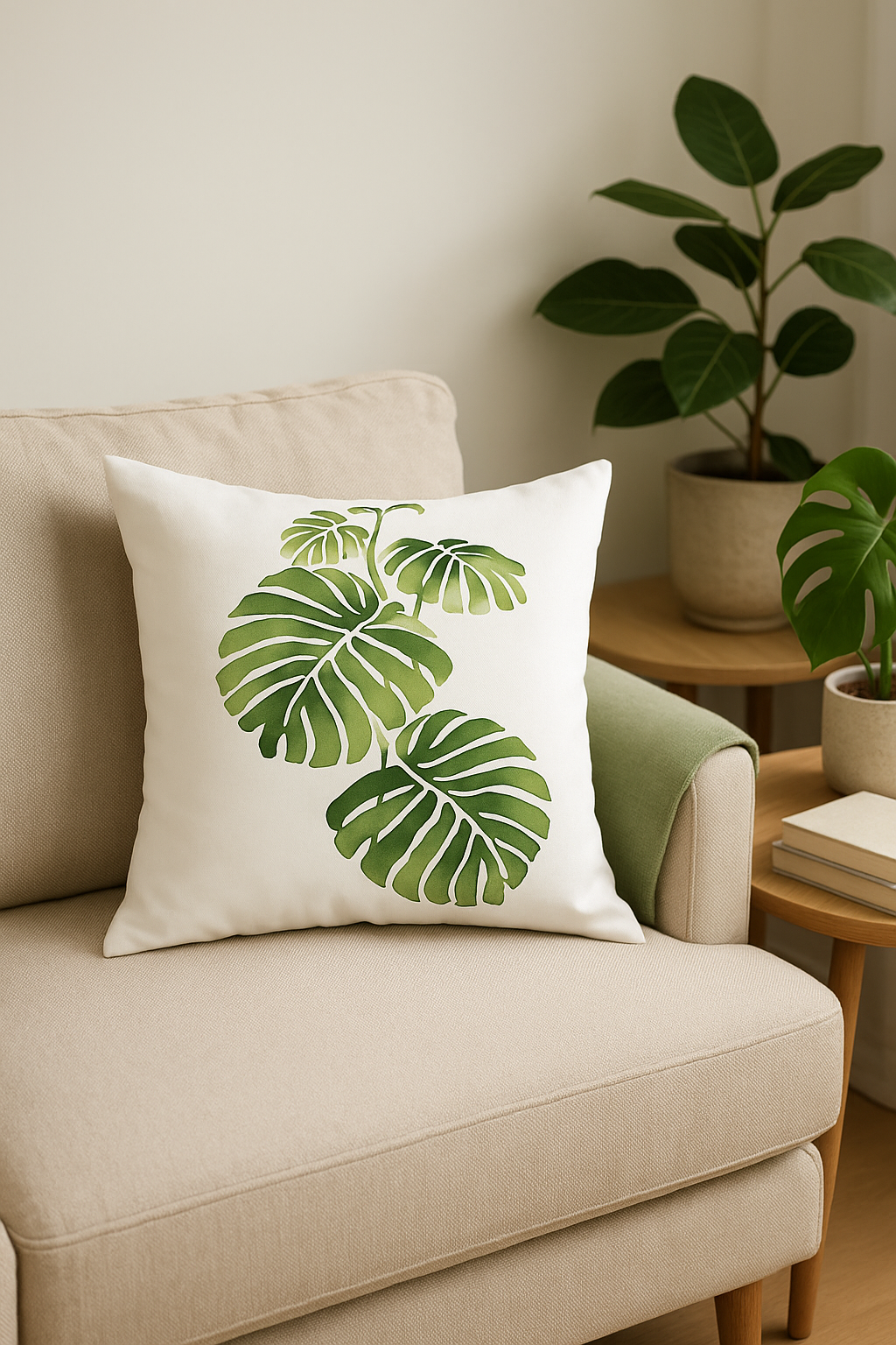 housse de coussin décorative motif cactus et plantes tropicales - vue 3 sur 2
