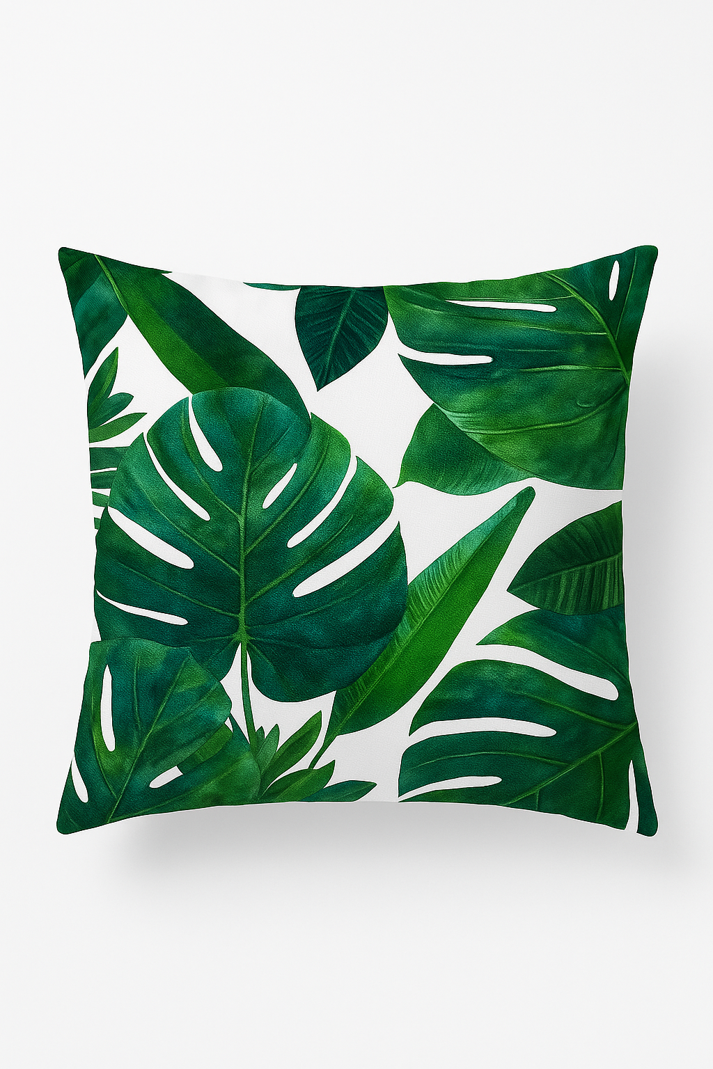 housse de coussin décorative motif cactus et plantes tropicales