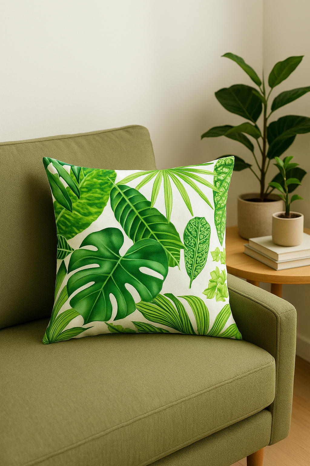 housse de coussin décorative motif cactus et plantes tropicales - vue 3 sur 2