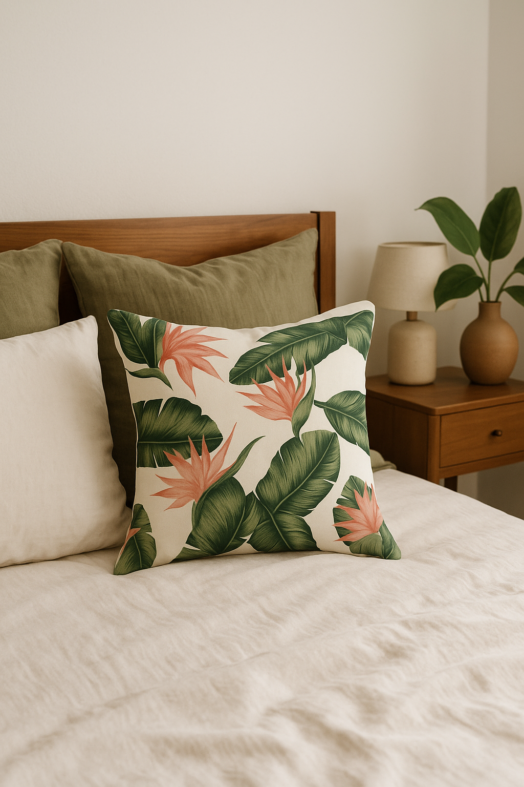 housse de coussin décorative motif cactus et plantes tropicales - vue 3 sur 2