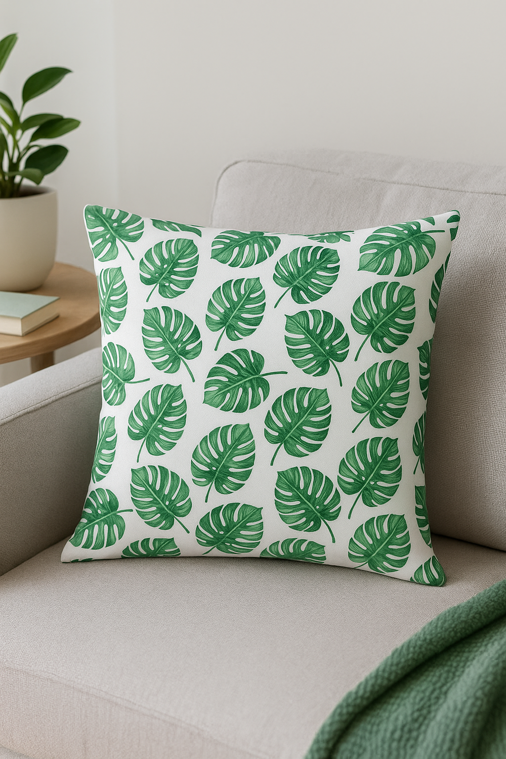 housse de coussin décorative motif cactus et plantes tropicales - vue 3 sur 2
