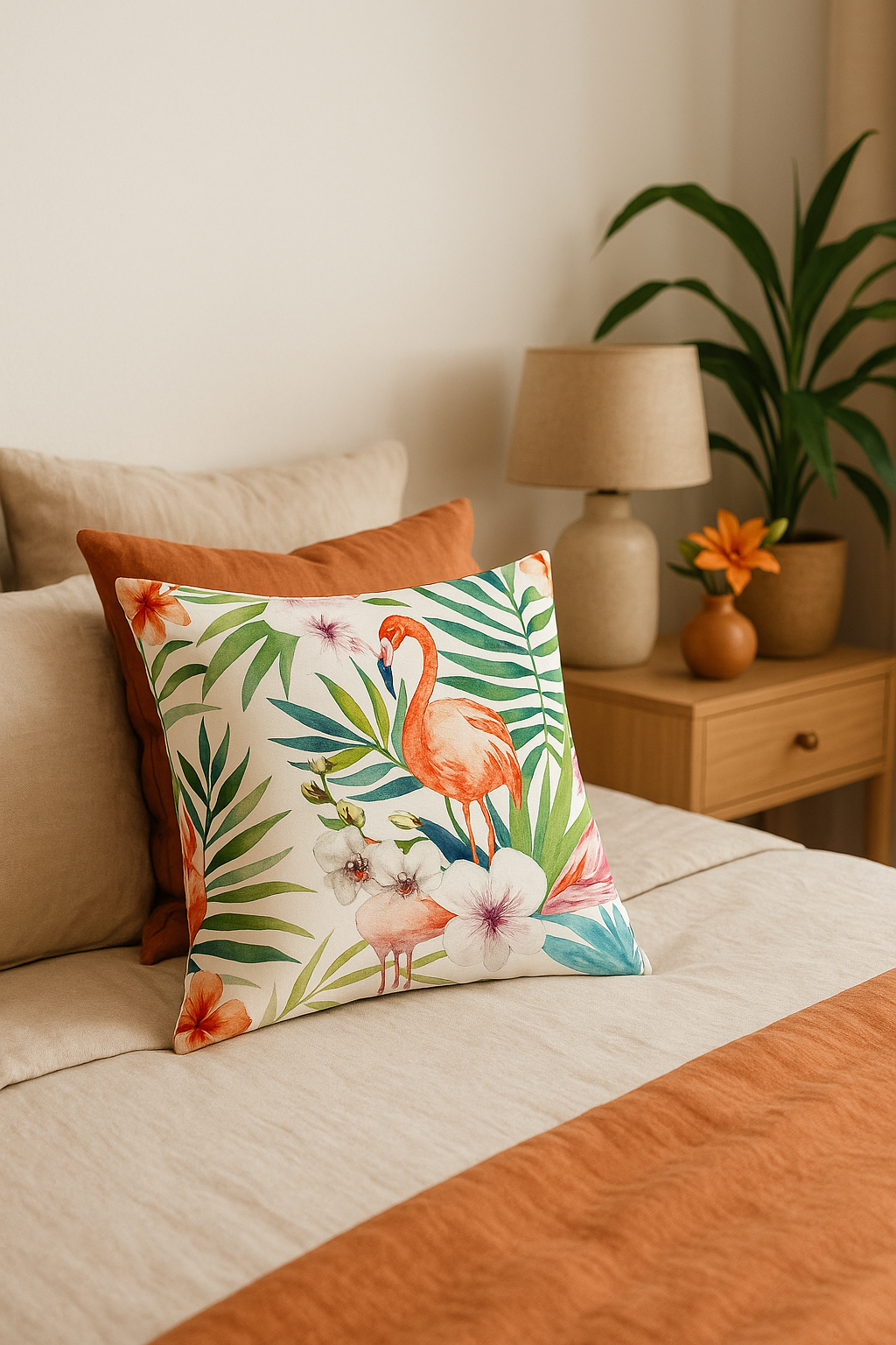 housse de coussin décorative motif cactus et plantes tropicales - vue 3 sur 2