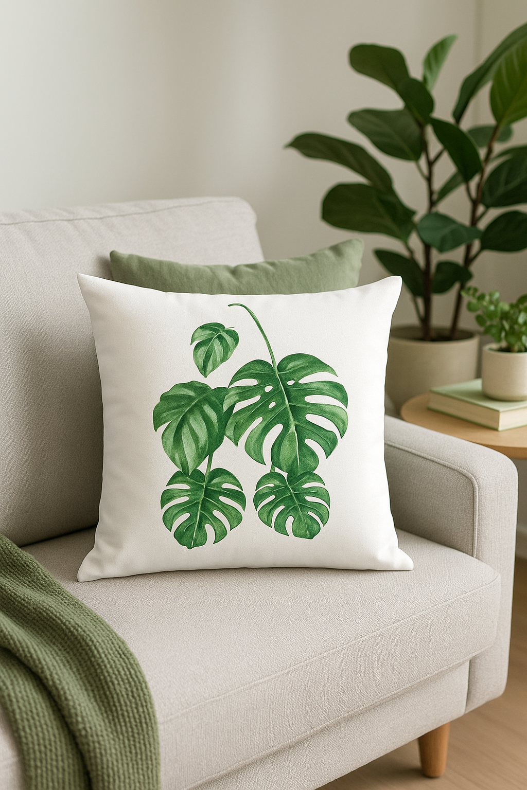 housse de coussin décorative motif cactus et plantes tropicales - vue 3 sur 2